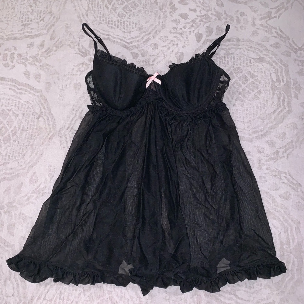 Elegant Black Chemise with Pink Accent
